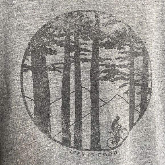 Life Is Good Grey Graphic Crusher Tee Classic Fit Mountain Bike Trail Ride XL - Picture 1 of 11